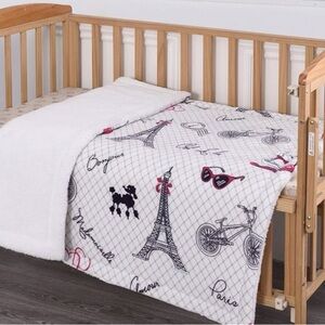 Angela Baby Flannel Borrego Blanket “Paris Love” 40” X 50” New in Package